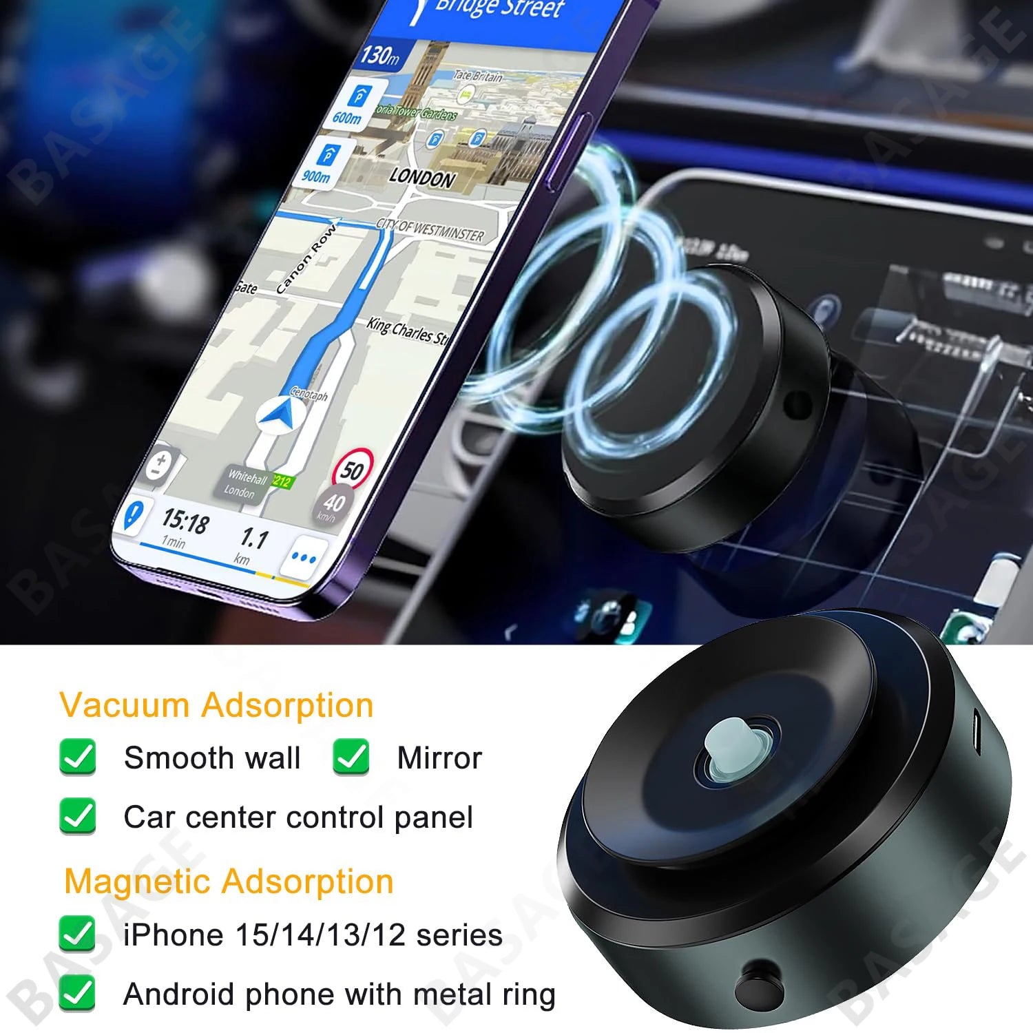Magnetic Mobile Phone Holder, 360°Rotation Magnetic Car Cell Phone Holder, Air Suction Magnetic Car Phone Holder Qme