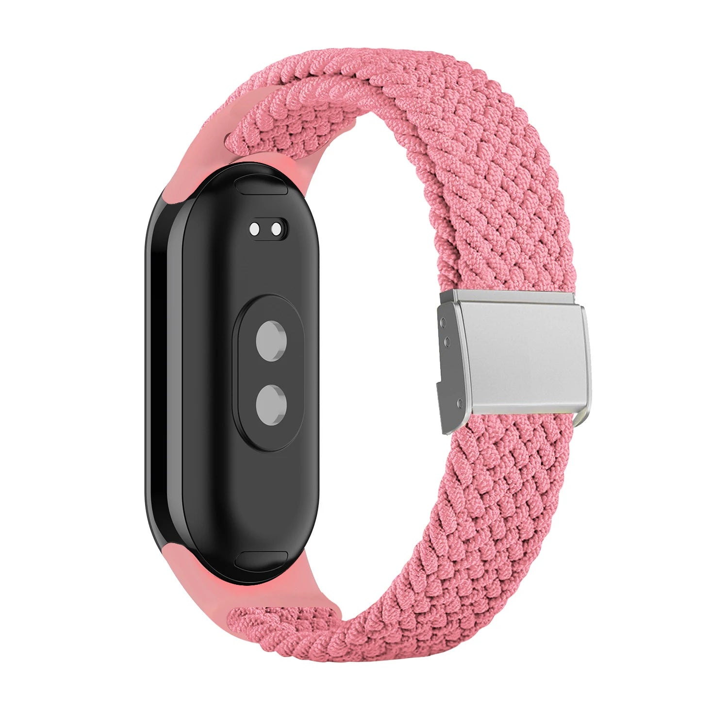 Adjustable Braided Nylon Elastic Wristband for Xiaomi Mi Band 8 Fitness Tracker Stainless Steel Buckle Replacement Strap Qme Pink for Mi Band 8