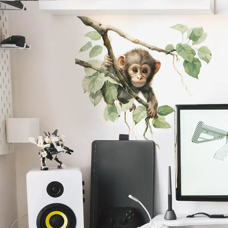 Living Room Cabinet Refrigerator Home Decoration Cute Monkey Wall Qme