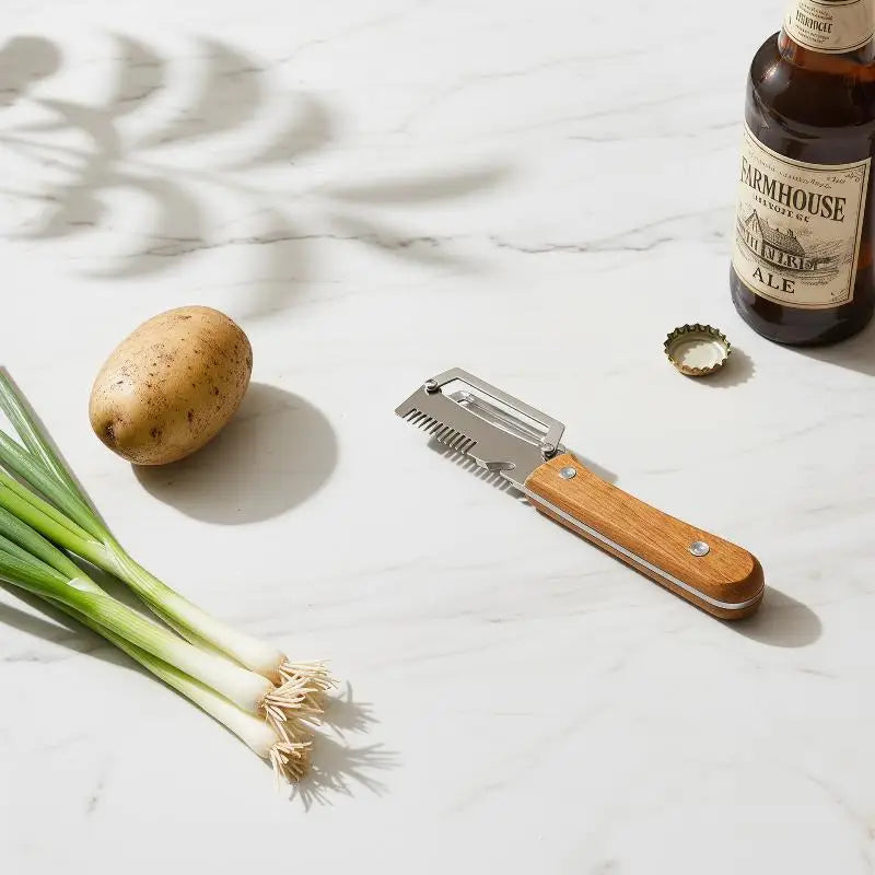 Multi-functional 3-in-1 Stainless Steel Serrated Vegetable Peeler Qme
