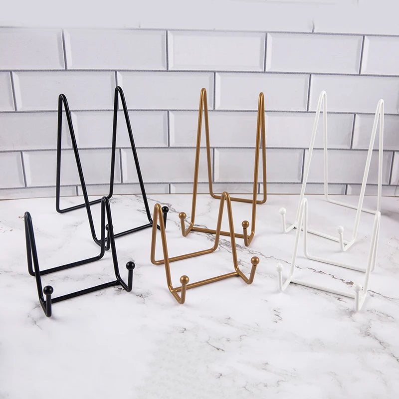 Iron Art Magazine Display Stand Dish Rack Picture Frame Photo Book Pedestal Holder Storage Ornaments Tabletop Art Qme