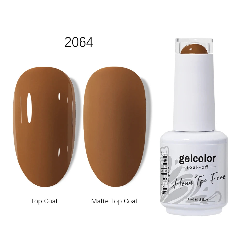 Arte Clavo HEMA TPO Coffee Brown Gel Nail Polish Winter Semipermanent Qme 2064