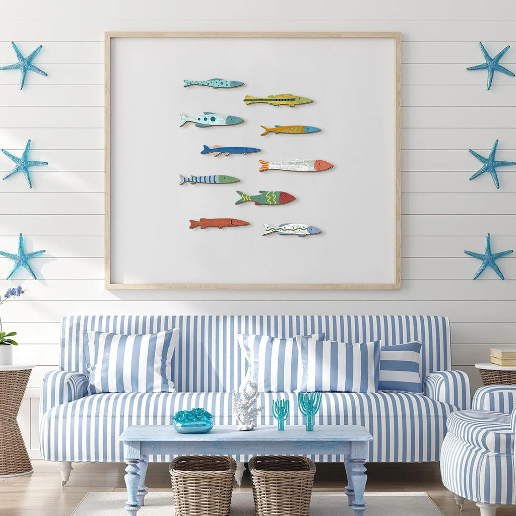 Colorful Hand - Painted Wooden Fish Wall Decorations: Add a Splash of Ocean Charm to Your Space Qme