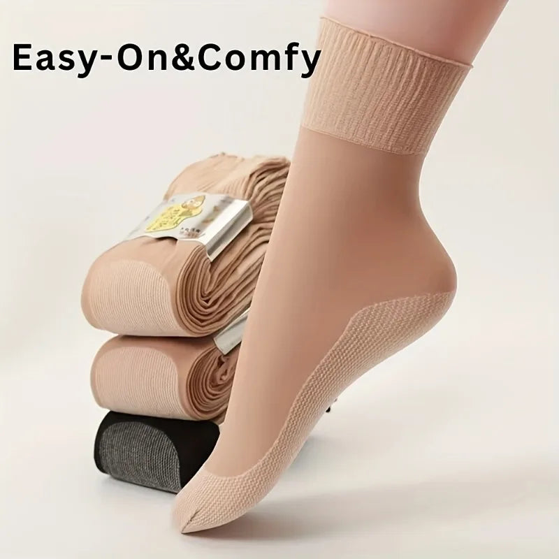 Women's Non-Binding Sheer Socks ， Thin Ankle Socks with Cotton Sole, Breathable Loose Top Socks for Summer Daily Wear Qme