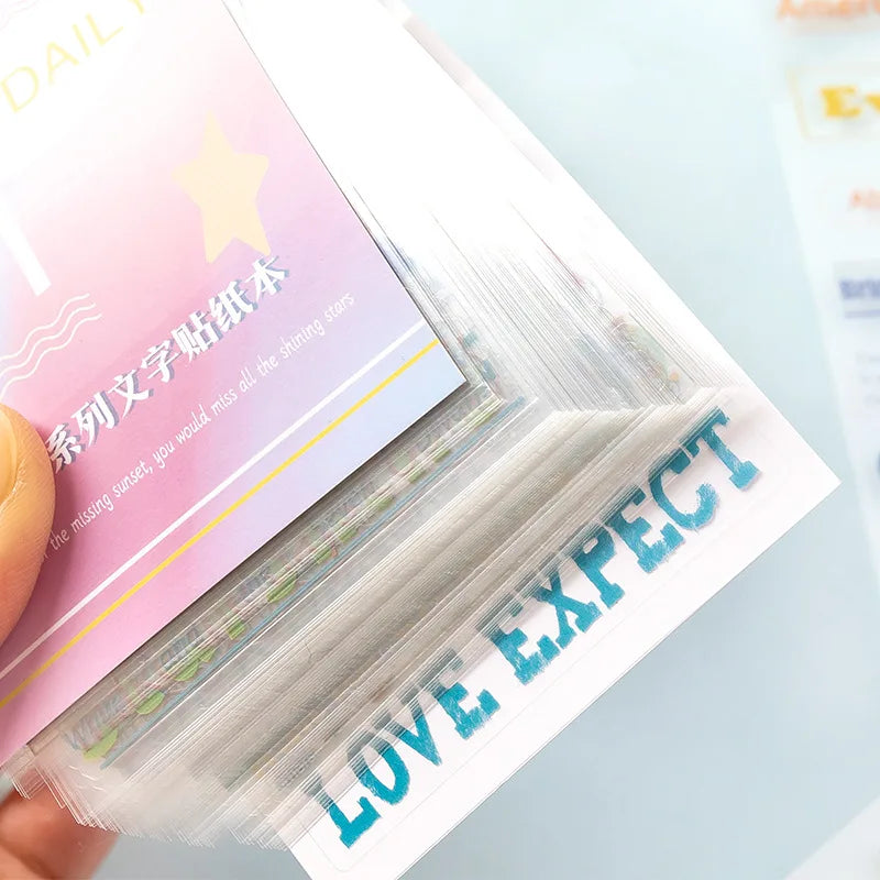 24/50 Pcs Whisper Series English Film Cutting Sticker Book Colorful Basic Handbook DIY Decorative Aesthetic Stationery Stickers Qme