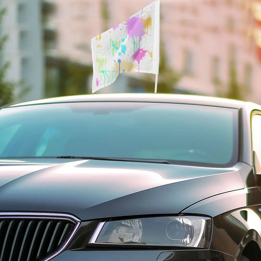 12Pcs Blank Flag Set Handheld Waving Flags for Car Window Use Lightweight Comfort Grip DIY Decoration Fan Sports Event Signal Qme