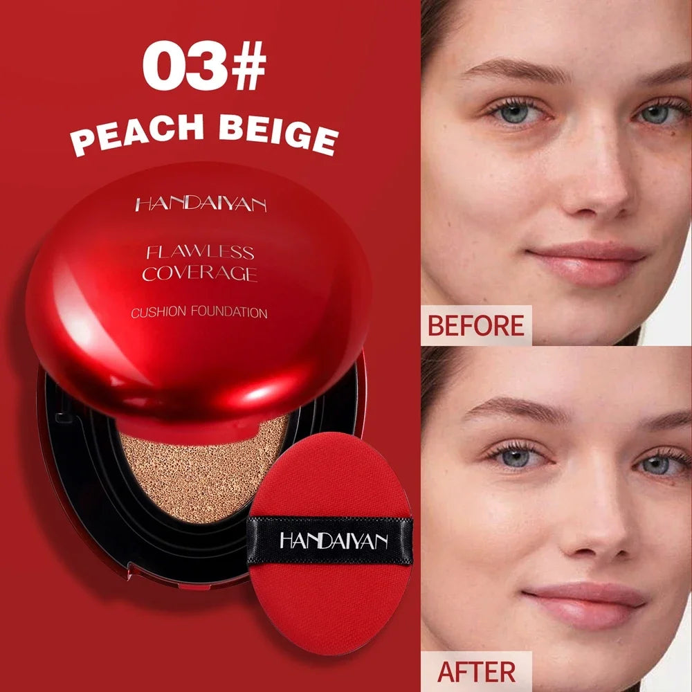  Air Cushion Foundation Light Natural Concealer Red Shell Foundation Natural Brighten Skin Color Long Lasting Makeup Foundation Qme 03