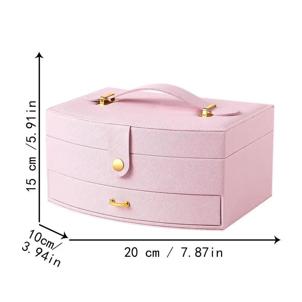 Jewelry Box Double-layer Earring Holder Boxes Organizers Necklace Qme Pink China Mainland