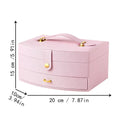 Jewelry Box Double-layer Earring Holder Boxes Organizers Necklace Qme Pink China Mainland