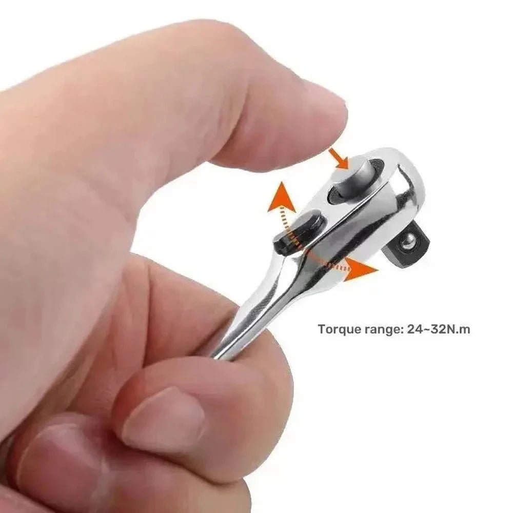Mini 1/4 Ratchet Wrench Double Ended Quick Socket Ratchet Wrench Screwdriver Hex Torque Wrenches Set 2-in-1 Spanner Tool Parts Qme