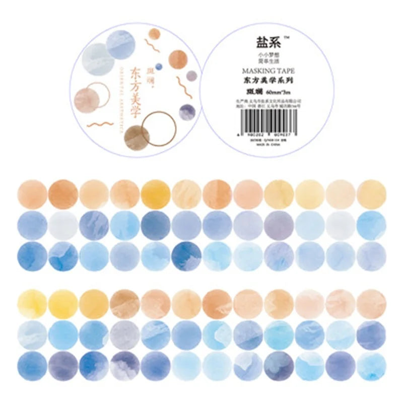 1 roll Watercolor Polka Dot Sticker Junk Journaling Accessories Scrapbooking DIY Color Label Washi Sticker Stationery Suit Qme G