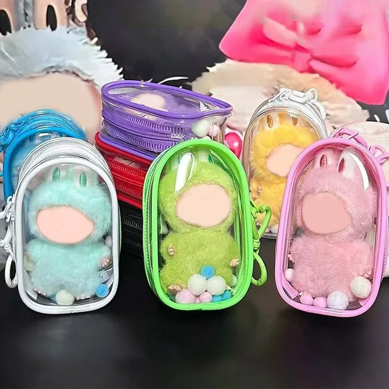Suitable for 10cm stretch cloth and plush toy protective cover, with transparent strap hanging PVC display bag Qme