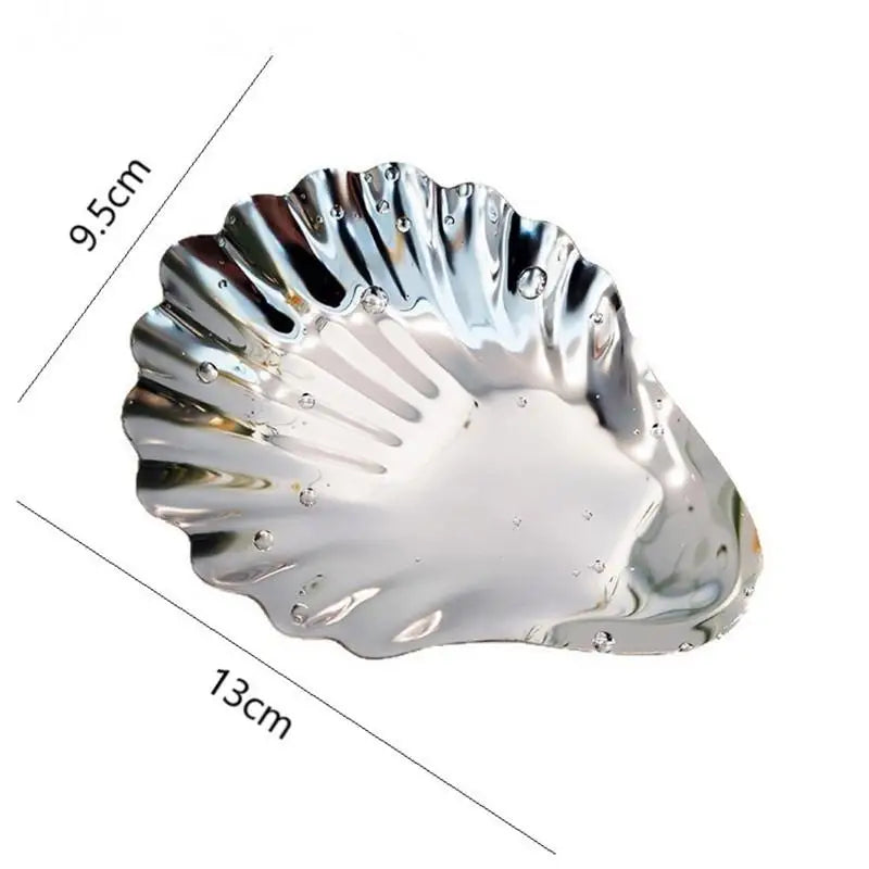 Stainless Steel Plate Shell Shaped Dish Metal Cheese Dessert Dish Plate Jewelry Storage Metal Tray Soap Box Table Decoration Qme 1pcs