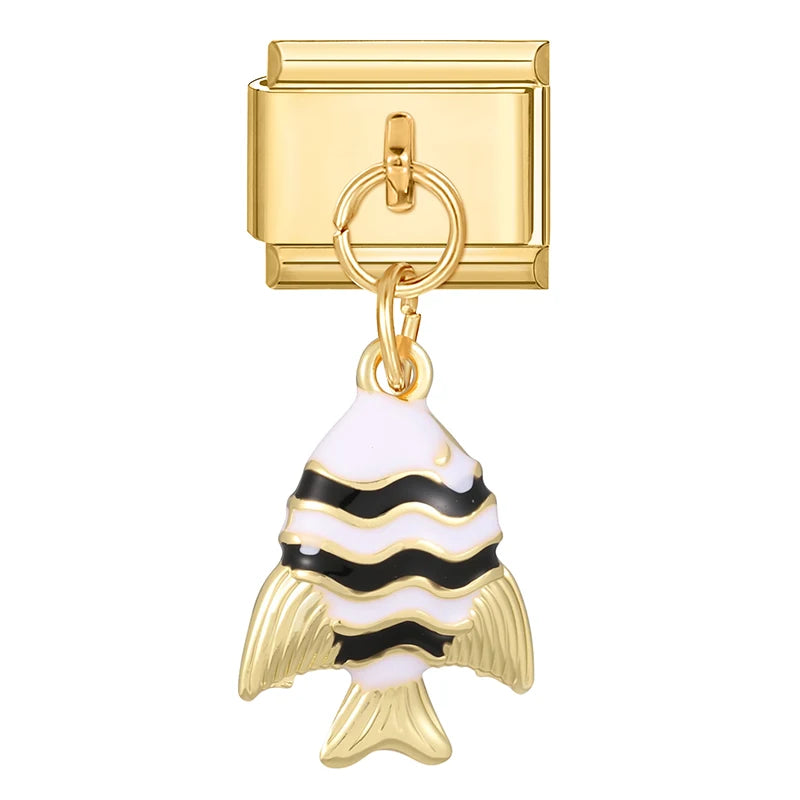 2025 Women Gift Fish Dolphin Fruits Mushroom Italian Charms Links Beads Fit 9mm Stainless Steel Modular Modular Bracelet Jewelry Qme Style 9