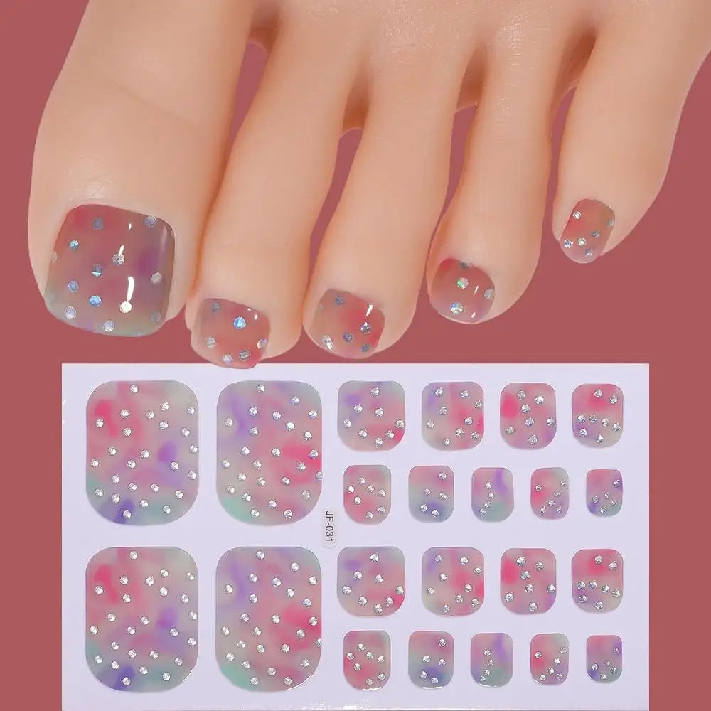 22tips Sheet Glitter Toenail Stickers Glittering Full Wraps Summer Qme A