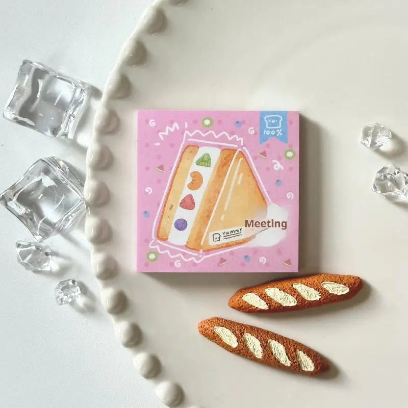 Cute Cartoon Food Series Memo Sticker Message Paper DIY Non Sticky Qme A6