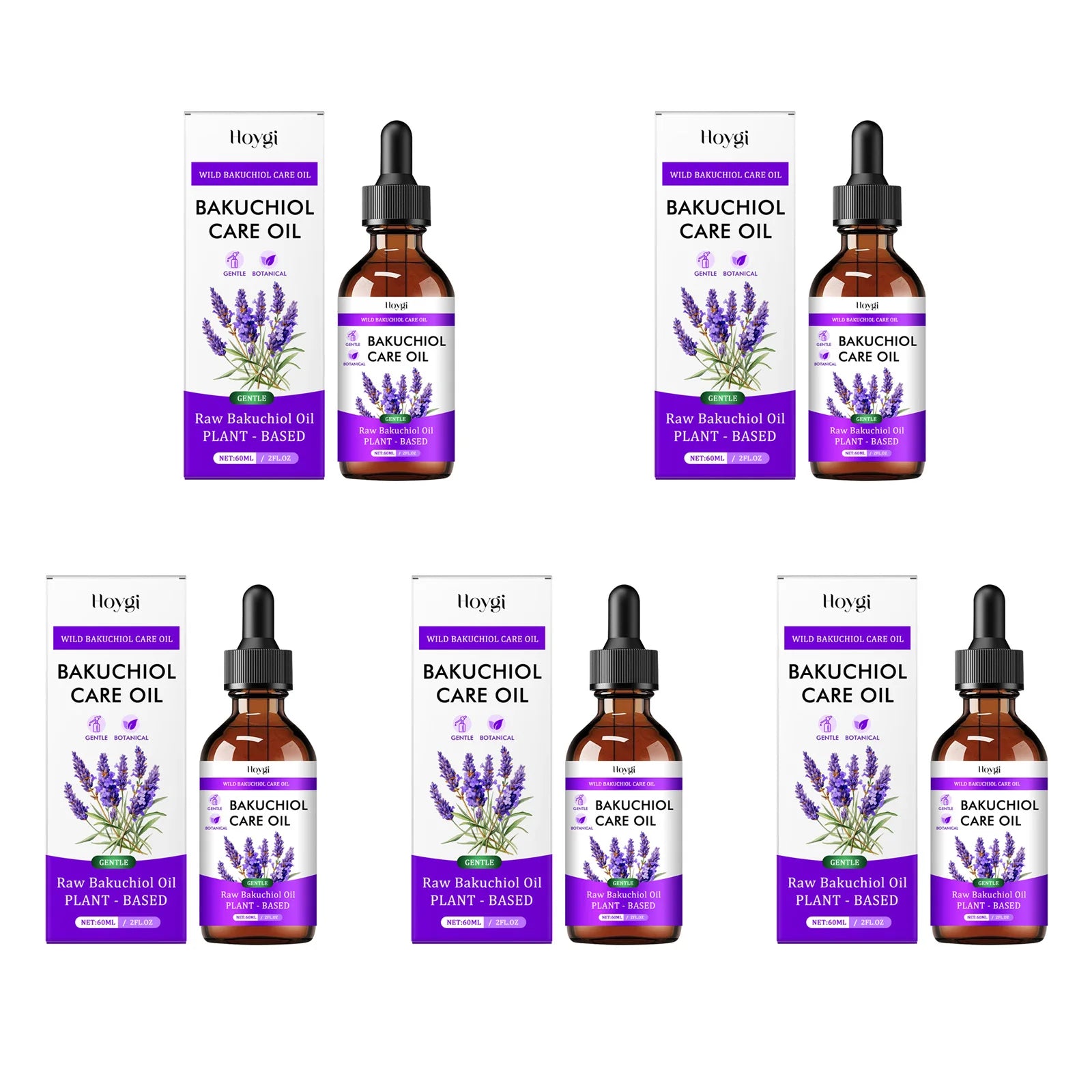 Bakuchiol Essectial Oil Relaxing Fade Fine Lines Brightening Skin Smoothing Facial Body Skin Care Nourish for Sensitive Skin Qme 5 x 60ml Boxed