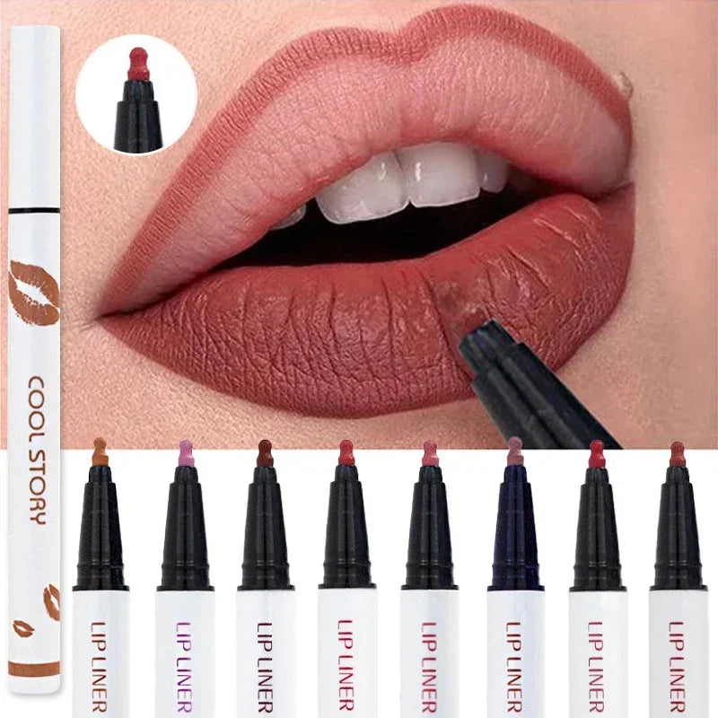 Matte Soft Lip Liner Liquid Lipliner Pencil Long Lasting Lips Cosmetic Tool Stick Quick Drying Smudge Proof Natural Lipstick Pen Qme