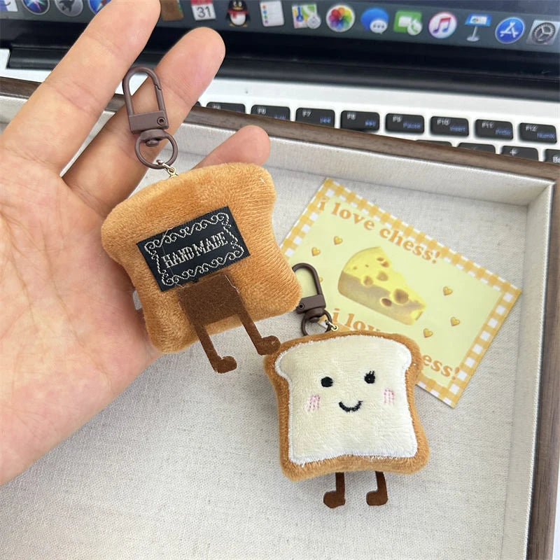 1Pc Toast Bread Pendant Cute Cartoon Plush Small Figure Bag Decoration Kawaii Creative Expression Nice Present 9cm. Qme