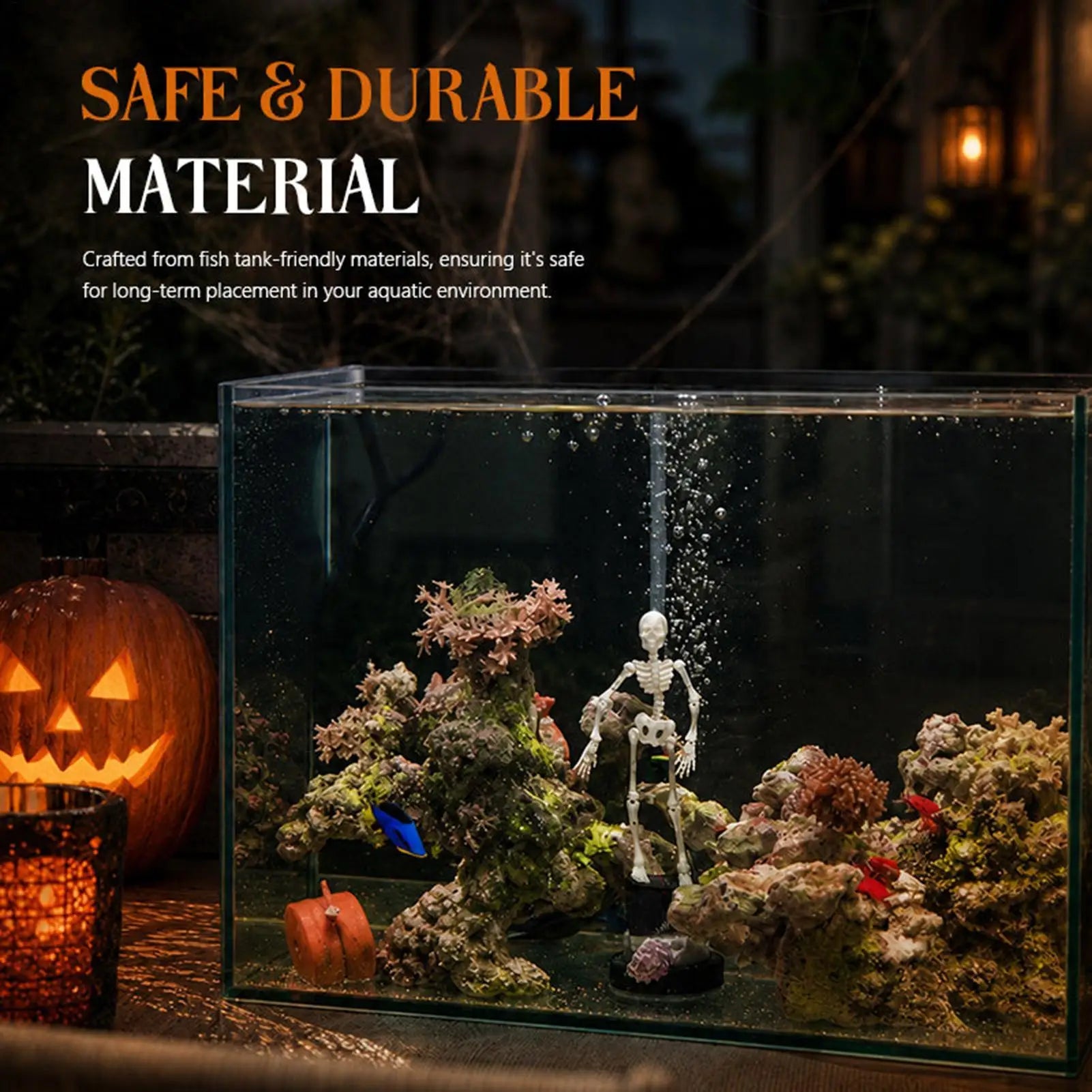 Skeleton Bubbler Aquarium Funny 3D Printed Halloween 7x4 Inch Dancing Qme