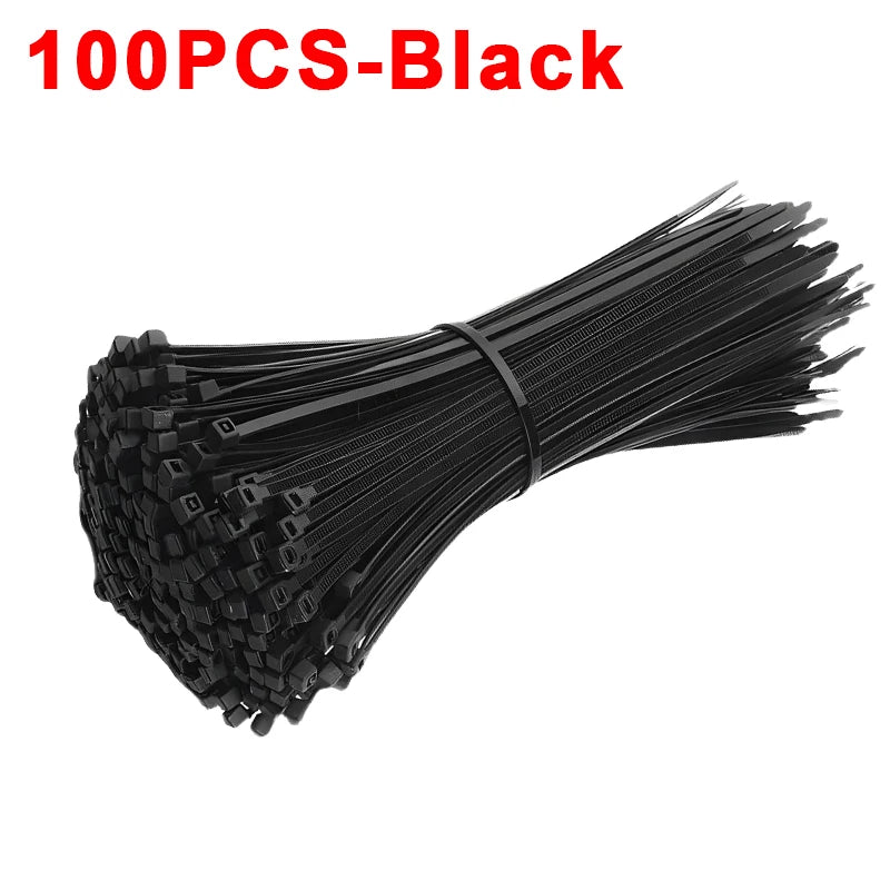 200/100Pcs Nylon Cable Ties Adjustable Self-locking Cord Ties Straps Fastening Loop Reusable Plastic Wire Ties For Home Office Qme Black(100Pcs) 3x150mm