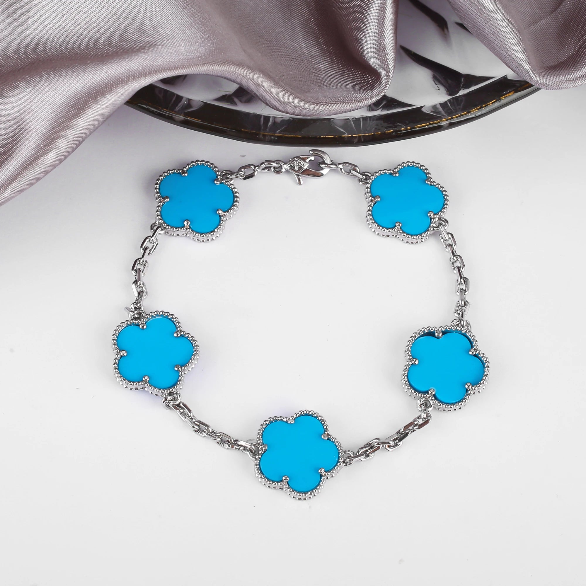 Classic 10 Colors 15mm Five-Leaf Flower Bracelet Simple Lucky Gold Silver Women'S Bracelet For Daily Wear Jewelry Free Shipping Qme 4