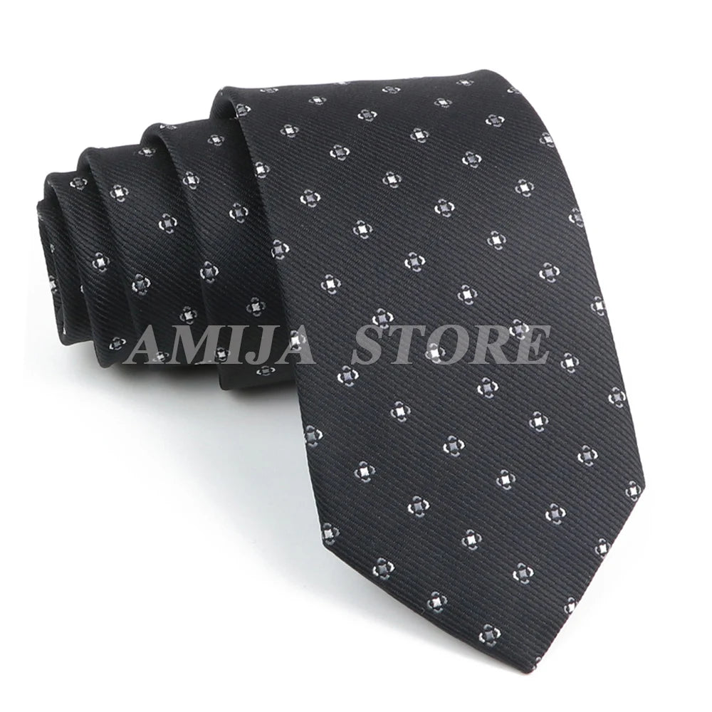 Tie Men Gravatas Wholesale Fashion Woven Luxury Necktie Dark Grey Dot