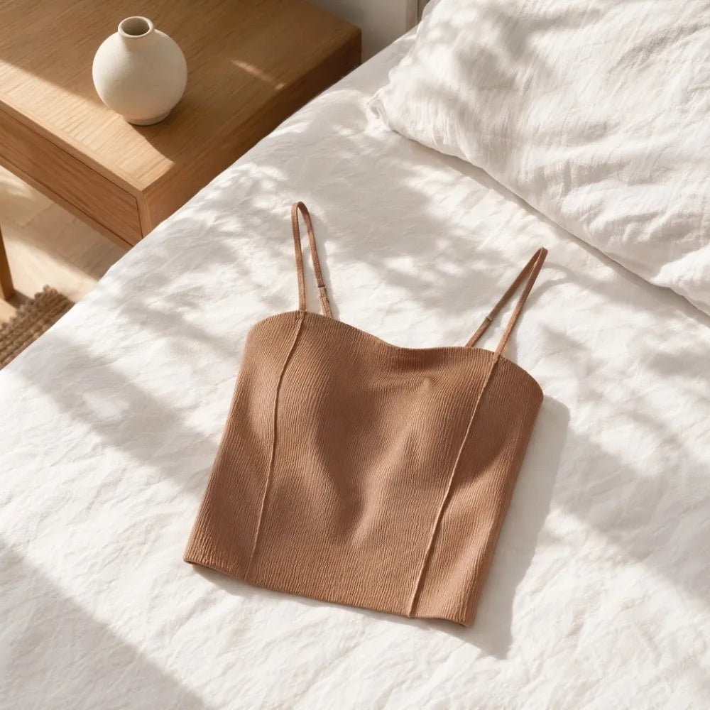 Elegant Non Trace Women Ice Silk Camisole Slim Fit Breathable Qme