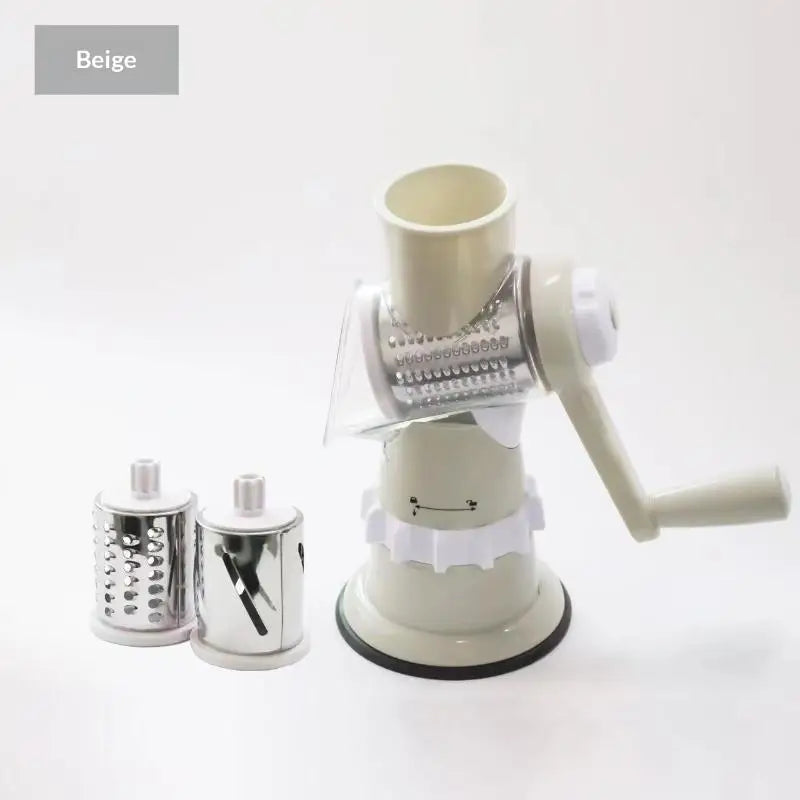 Manual Rotary Cheese Grater 3 Interchangeable Stainless Steel Blades Qme D