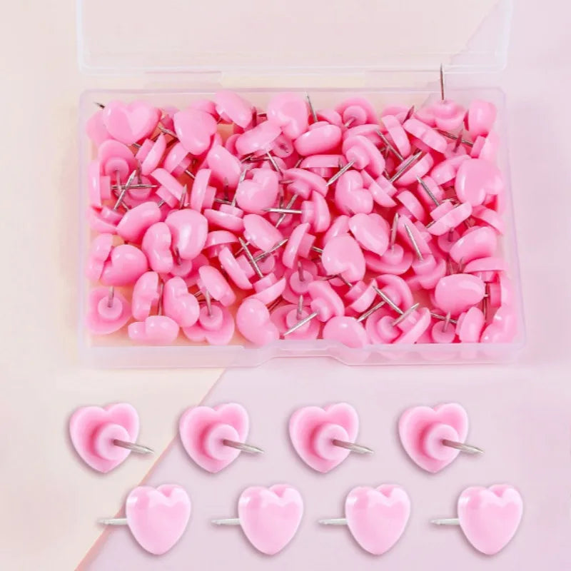 Ins Pink Creative Heart Peach Small Flat Head Push Pin Soft Wooden Qme Pink