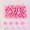 Ins Pink Creative Heart Peach Small Flat Head Push Pin Soft Wooden Qme Pink