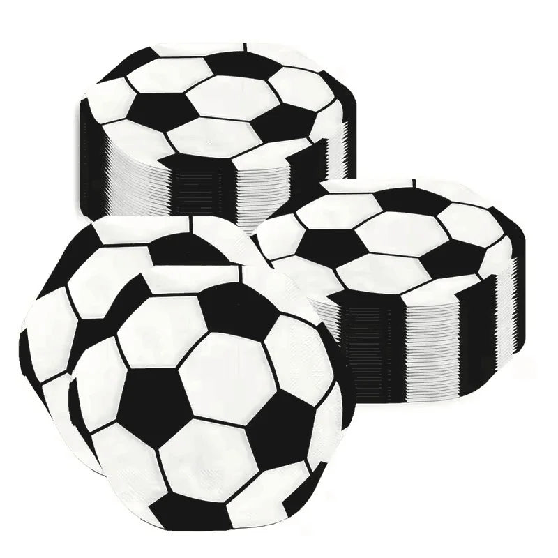 20Pcs Football Shaped Napkin Soccer Party Disposable Tableware For Kids Boys Sports Birthday Party Table Decoration Supplies Qme