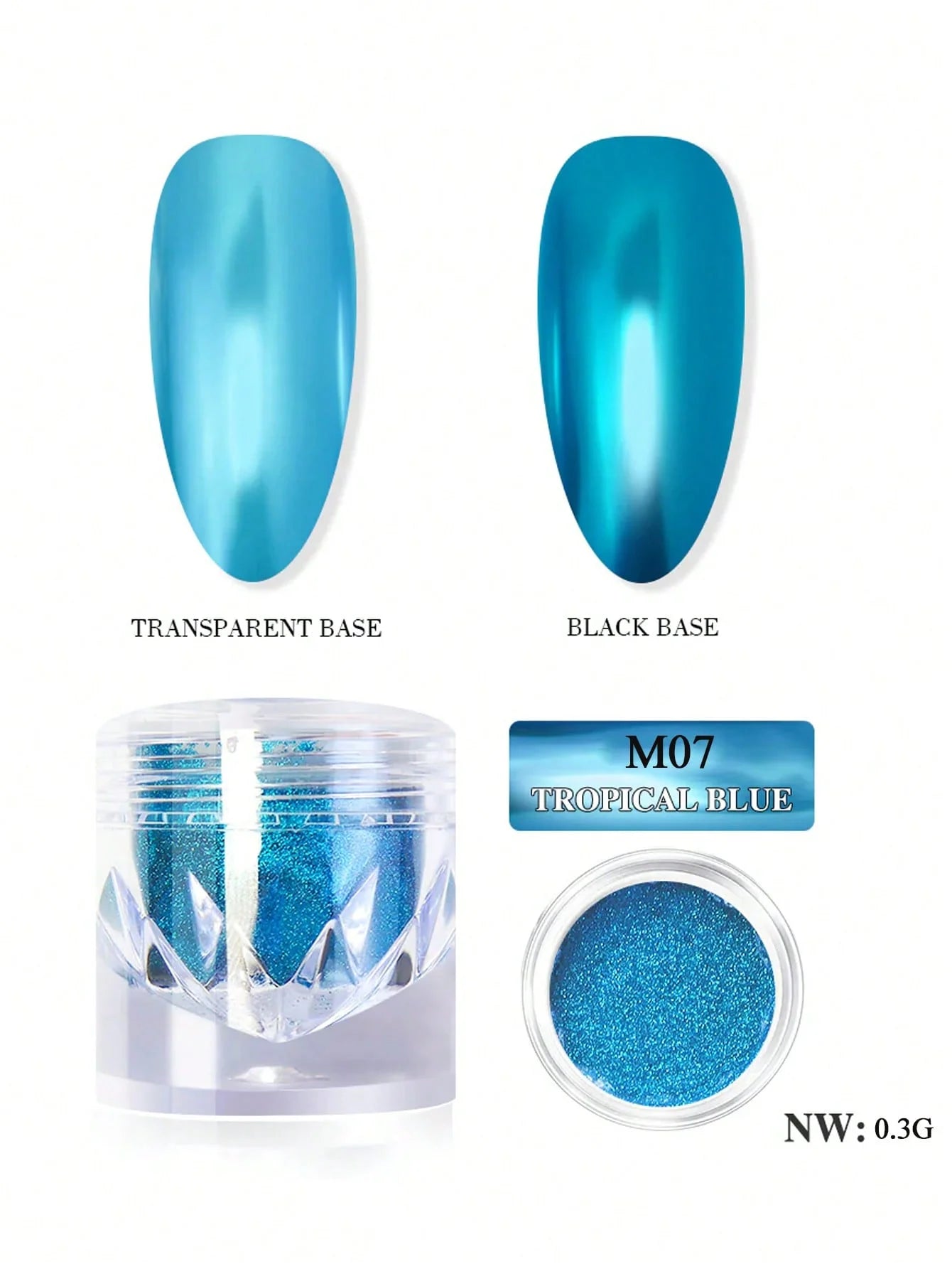 1 Magic Mirror Chrome Nail Powder Sparkling Glitter Decoration Qme M07