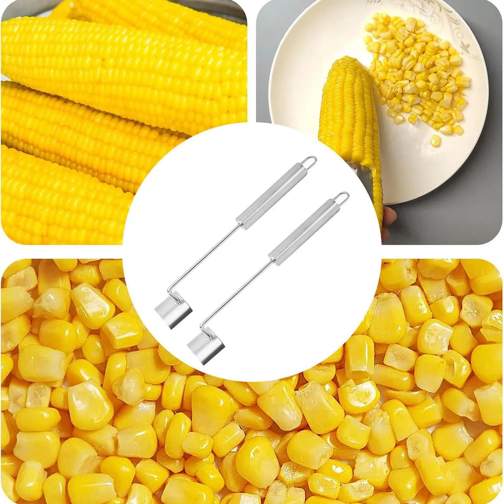 Corn Cob Stripper Stainless Steel Ergonomic Remover 2pieces Peeler Qme
