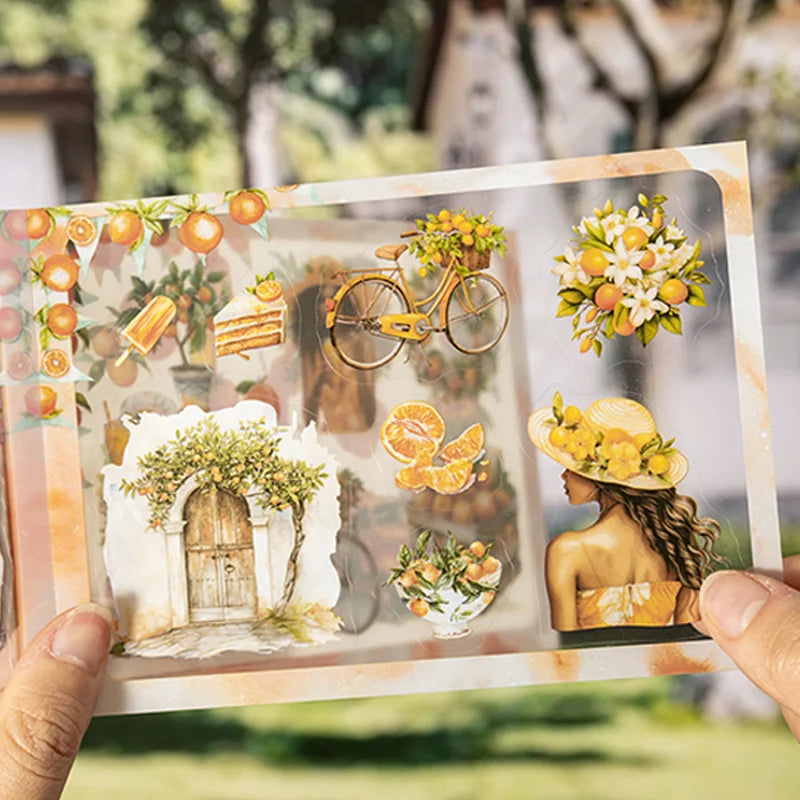 18 Sheets/Bag Manor Scenery Die-Cut Stickers Book for Scrapbook Journal DIY Planner Phone Case Notebook Decoration Craft Gift Qme