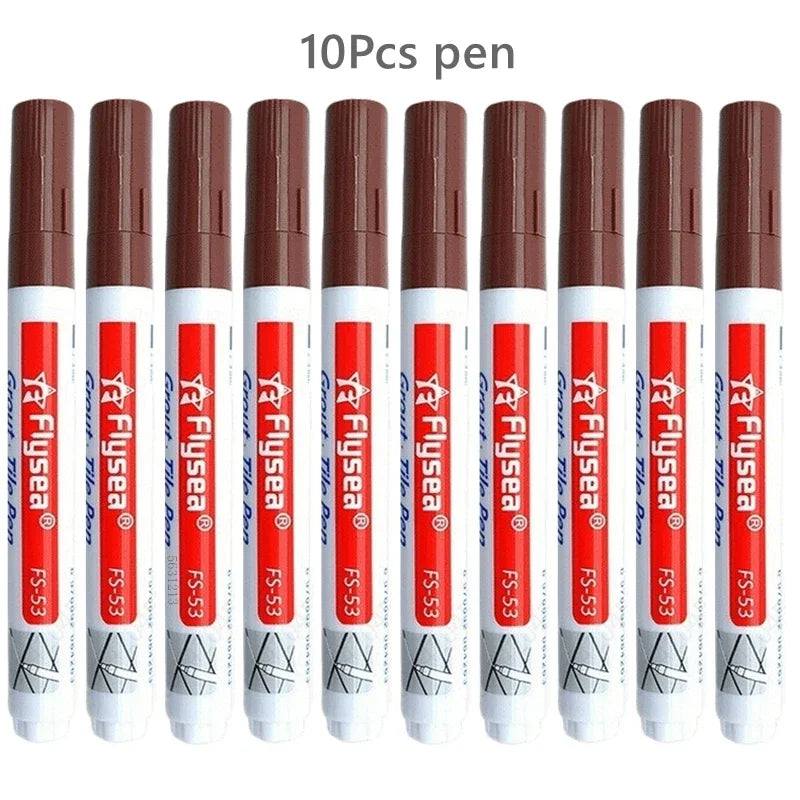 10/20Pcs Waterproof Grout Pen Tile Marker Wall Seam Pen for Tile Floor Bathroom Kitchen Decontamination Seam Repair Tools Qme 10Pcs Brown