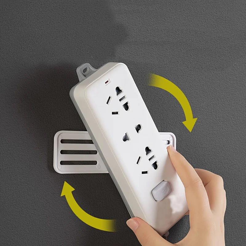 1pc Plug-in Holder, Wall Mounted Hole-Free Socket Router Row Holder, Household Plug-in Board Storage Organizer Qme