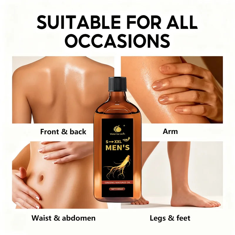 S-XXL +UP Men's Ginseng Massage Oil with Shea Butter - Hydrates & Firms Skin, Boosts Moisture Qme