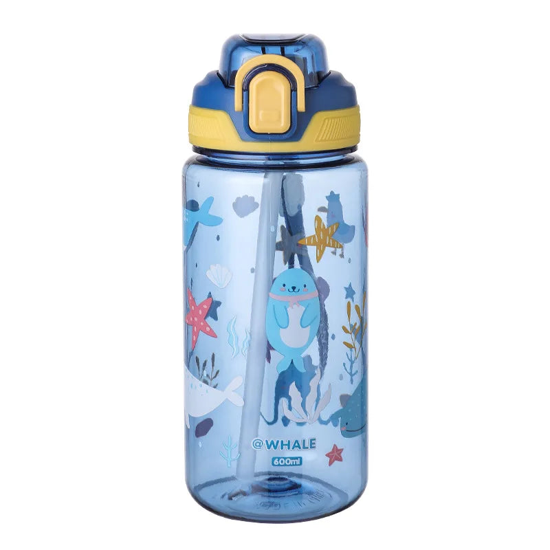 Cute Cartoon Printed Kids Water Cup Popular Portable Children Qme blue