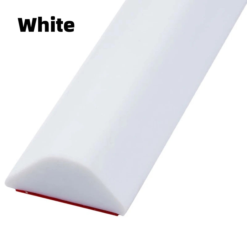 New Silicone Bathroom Water Stopper Dry Wet Separation Sealing Strips Self-adhesive Shower Drain Splash Prevention Water Dam Qme White 200cm