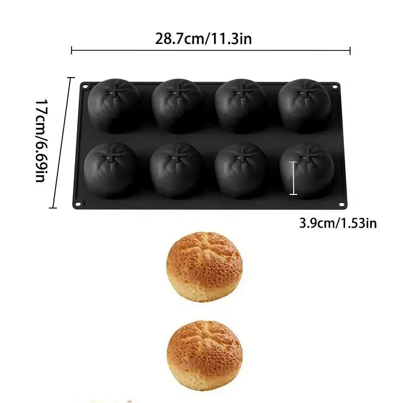 8 Cavity Tangerine Shape Cake Silicone Mold Baking Mousse Mould Qme Black