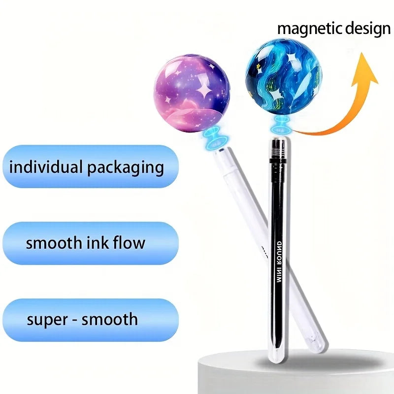 Magnetic Levitating Starry Sky Gel Pen 0.5mm Black Ink Smooth Writing Anti-Stress Smooth Writing Pen for Students Office Qme