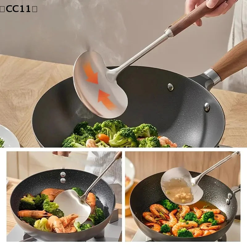 CC11Stainless Steel Spatula Non Slip Mushhead Cooking Shovel Long Qme