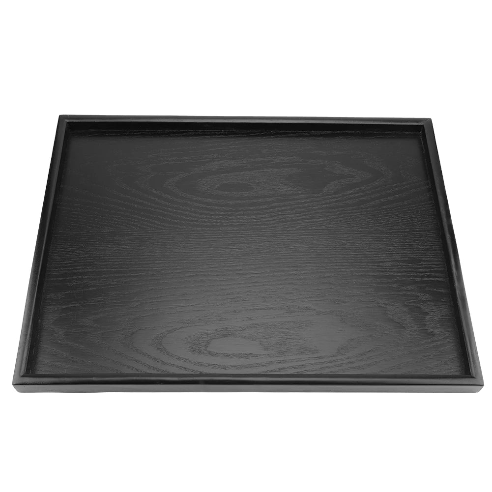 Black Wooden Serving Tray Rectangle Solid Wood Food Tea Coffee Tray for Kitchen Dining Table Decor Accessories Qme