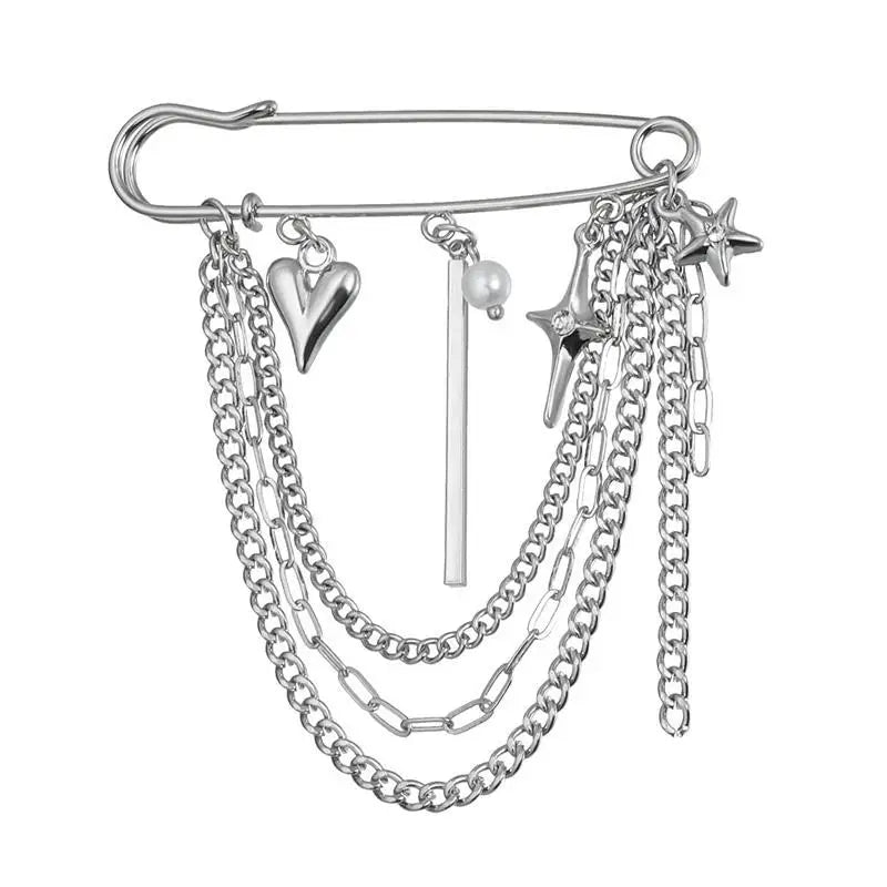 Jewelry Retro Star Love Pearl Chain Tassel Brooches Elegant Women Clothing Decor Accessories Bag Pendant Suit Pins Gift Qme style 4