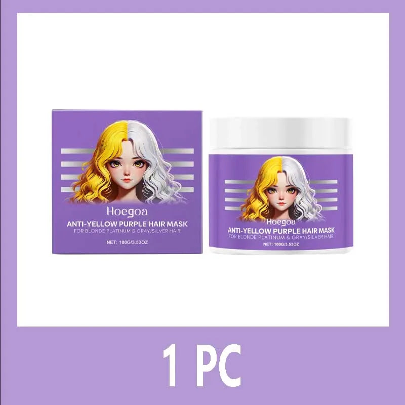Purple Hair Mask Anti Yellow Deep Nourishing Shiny Hair Repair Dry Frizzy Damaged Maltreated Hair Care Conditioner 100g Qme 1PC