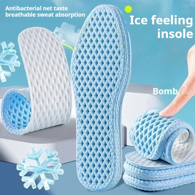 Mesh Breathable Insoles for Shoes Men Summer Cool Insole Feet Running Sports Shock Absorption Shoe Sole Memory foam Shoes Pads Qme