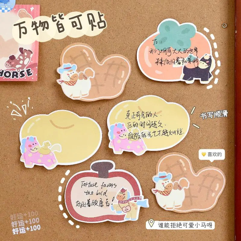 5 10Books Cute Pony Shape Convenience Sticky Notes Cartoon Has Qme
