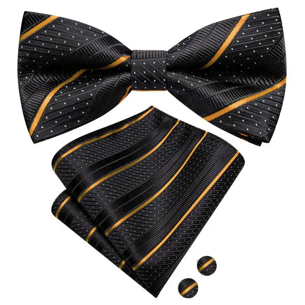 Mens Bow Tie Hanky Cufflinks Pre-tied Red White Pink Solid Floral Stripes Paisley Bowtie for Male Wedding Business Gift Qme LDLH2583