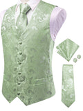Men's Pastel Paisley Jacquard Vest Matching Tie 6 Soft Options Qme HT-MJ-0111 XXL